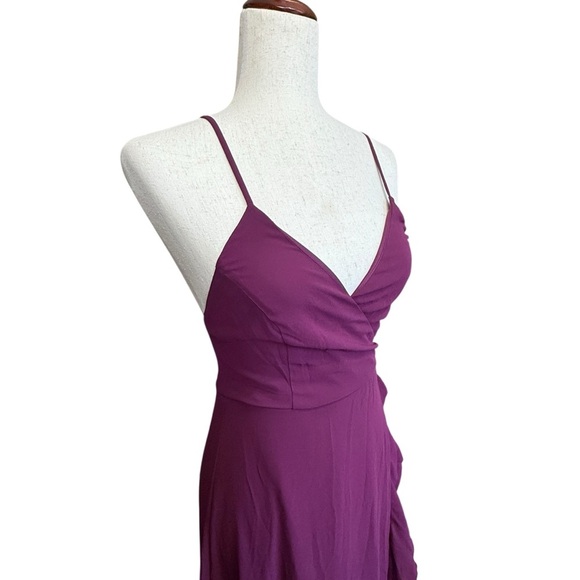 NEW Lulus In Love Forever Plum Lace-Up High-Low Maxi Dress #1581 - Picture 5 of 9
